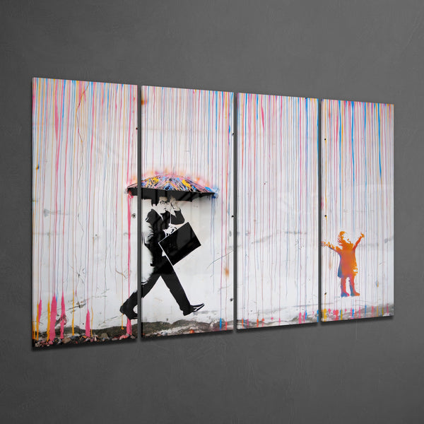Banksy 4 Pieces Mega Glass Wall Art (150x92 cm) – Insigneart EU