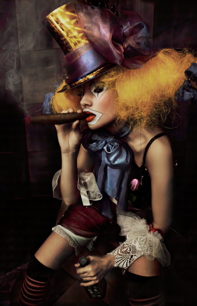 Arte de pared de vidrio de Payaso femenino