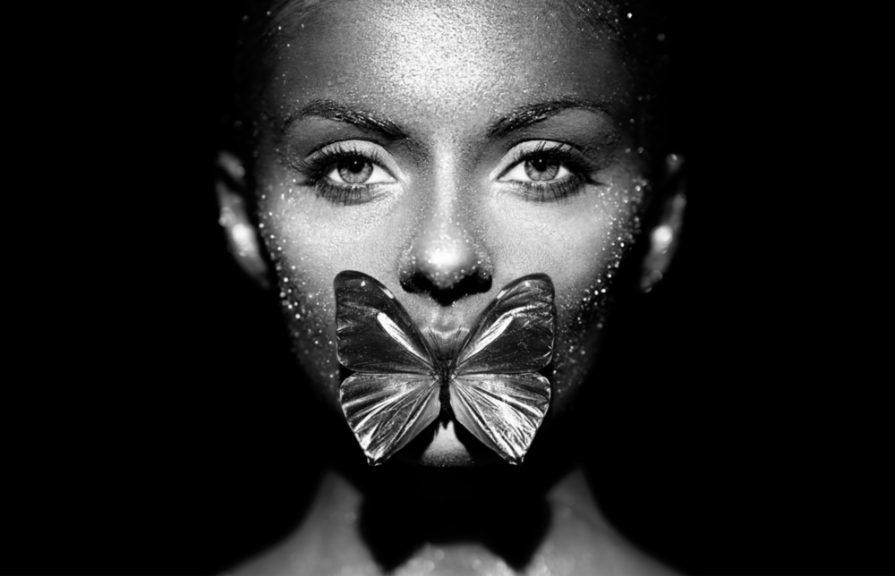 Butterfly Woman Glass Wall Art