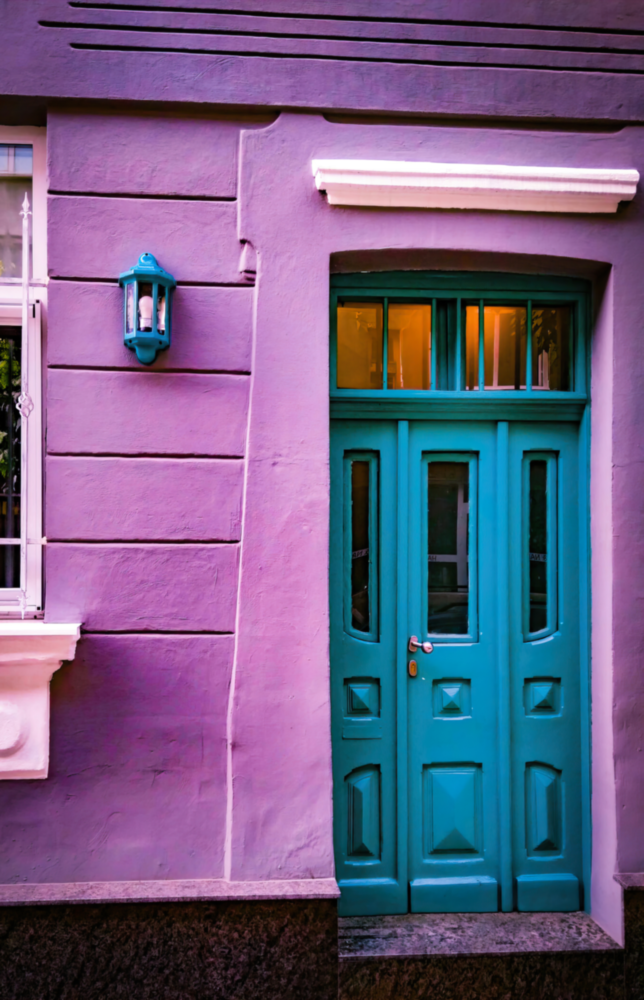 Arte della parete di vetro Casa viola