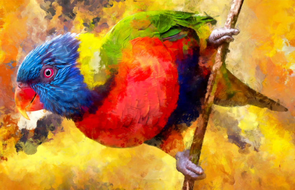 Arte de pared de vidrio de Loro