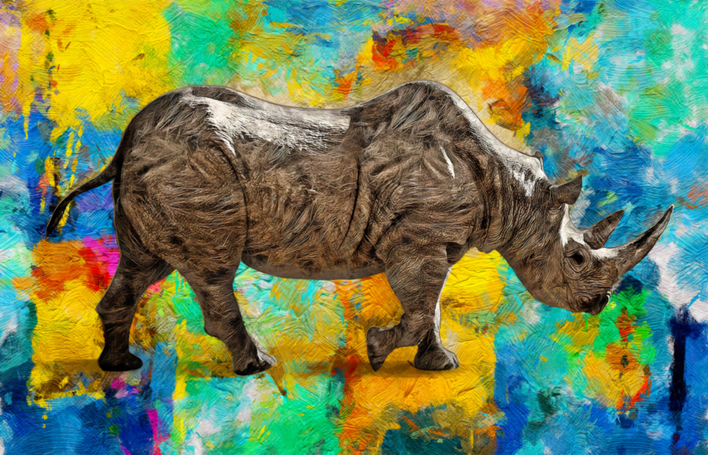 Rhinocéros Impression sur verre
