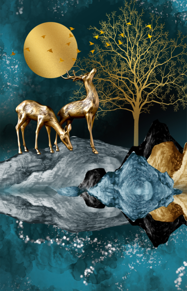 Deers Glass Wall Art