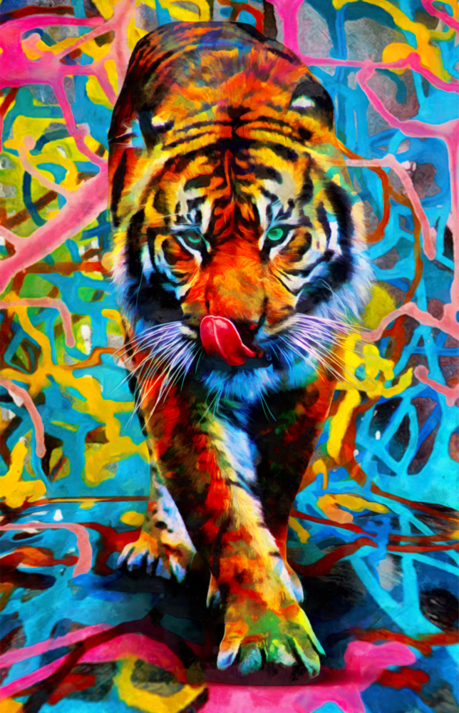 Arte de pared de vidrio de Tigre