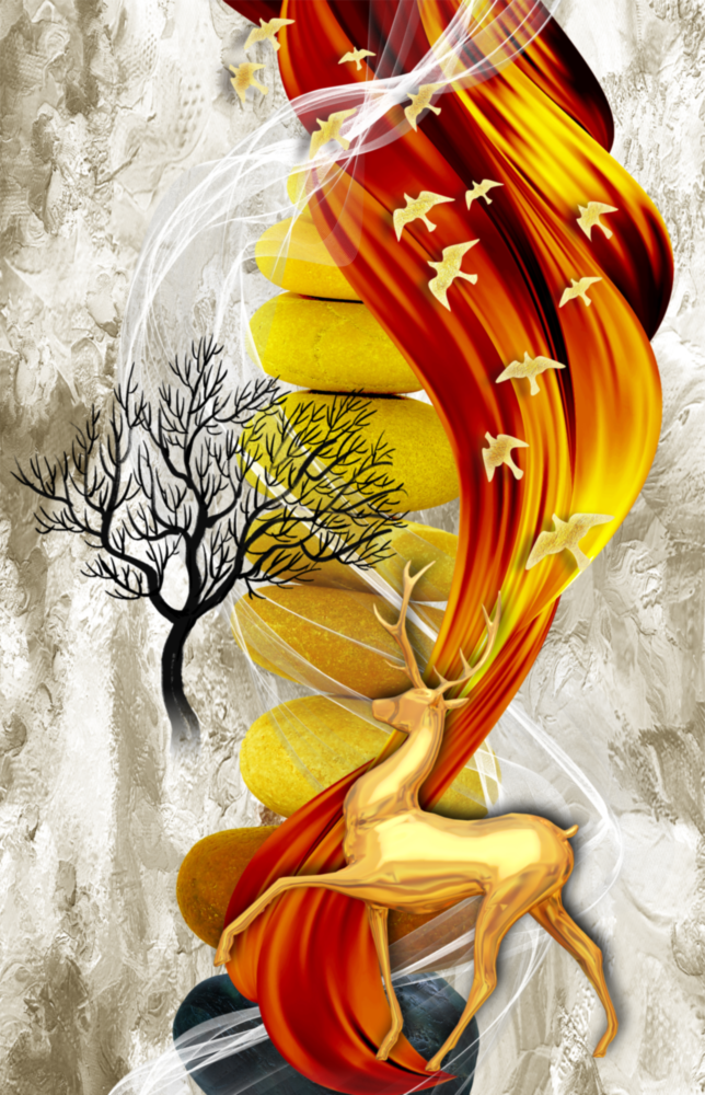 Cerf abstrait Impression sur verre