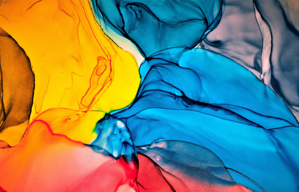 Tanz der Farben Glasbild