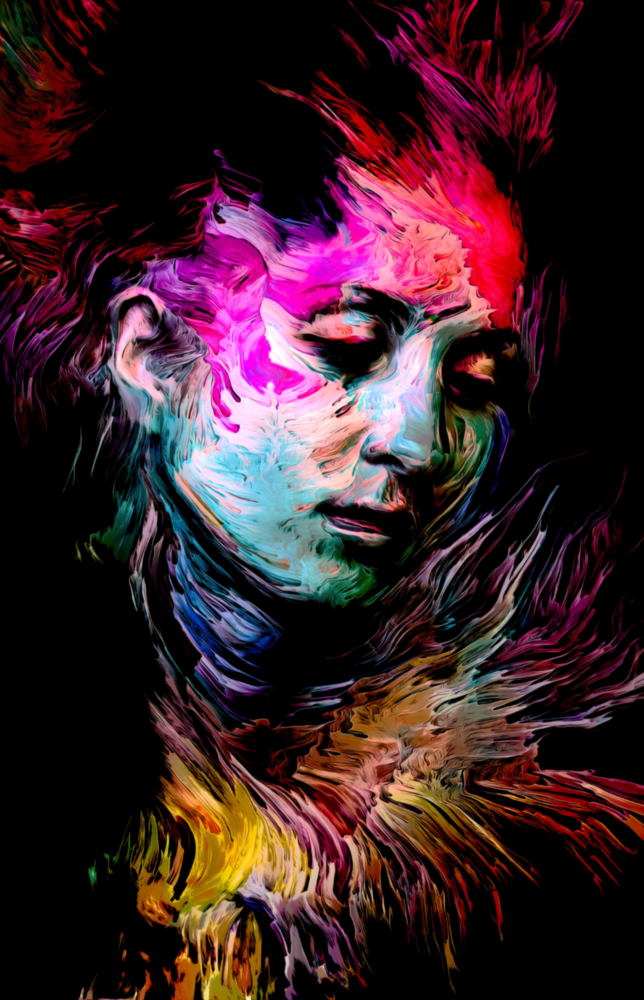 Farbenfrohe Gedanken Glasbild