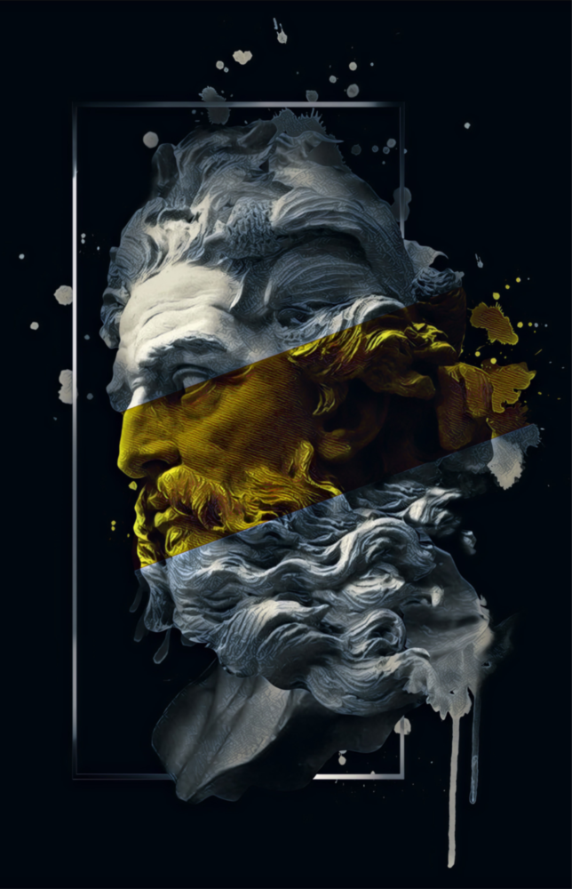 Arte de pared de vidrio de Poseidón