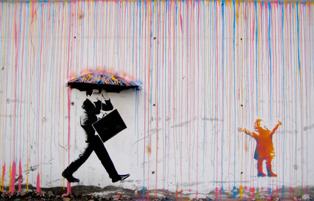 Color of Rain - Banksy Glass Wall Art
