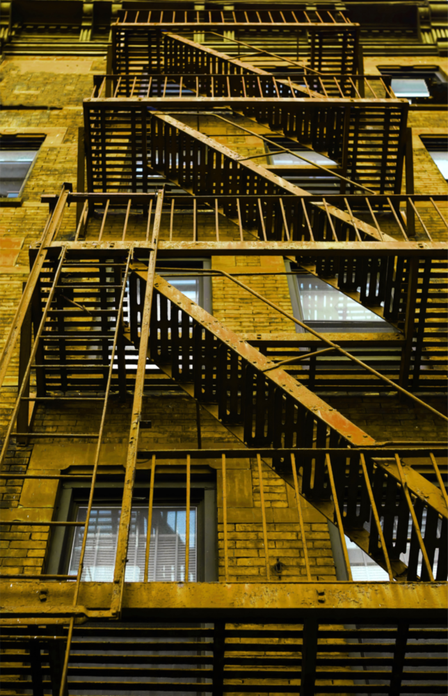 Yellow Stairs Glass Wall Art