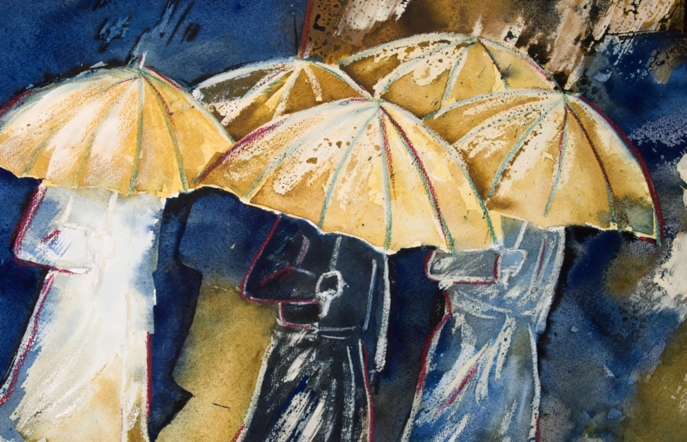 Arte della parete di vetro Gli ombrelli