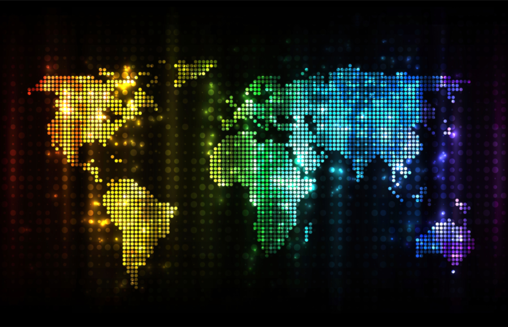 Arte della parete di vetro Mappa del mondo