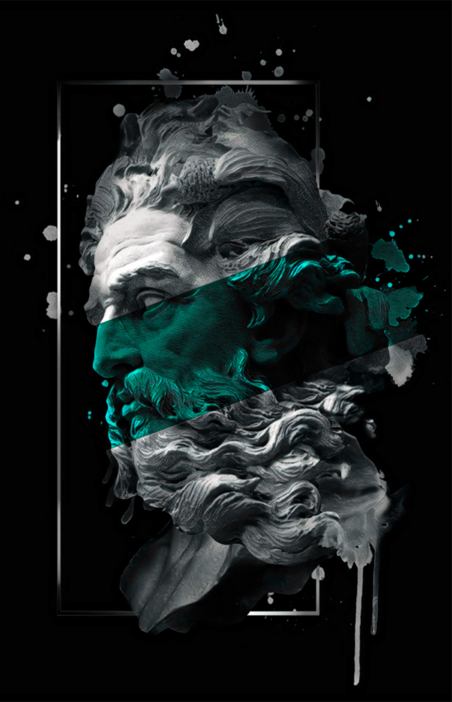 Arte della parete di vetro Poseidone