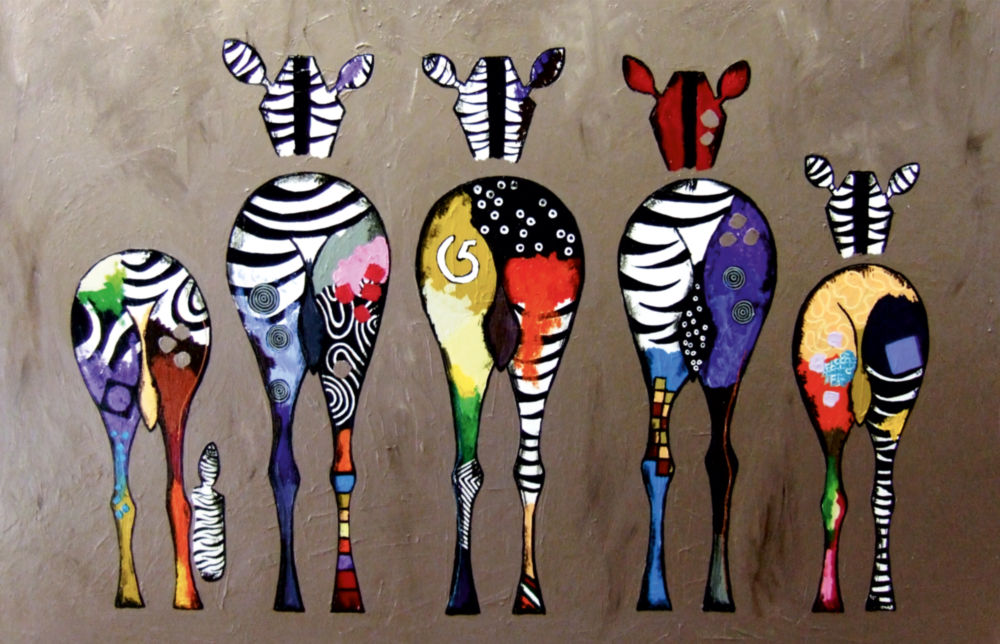 Colorful Zebras Glass Wall Art