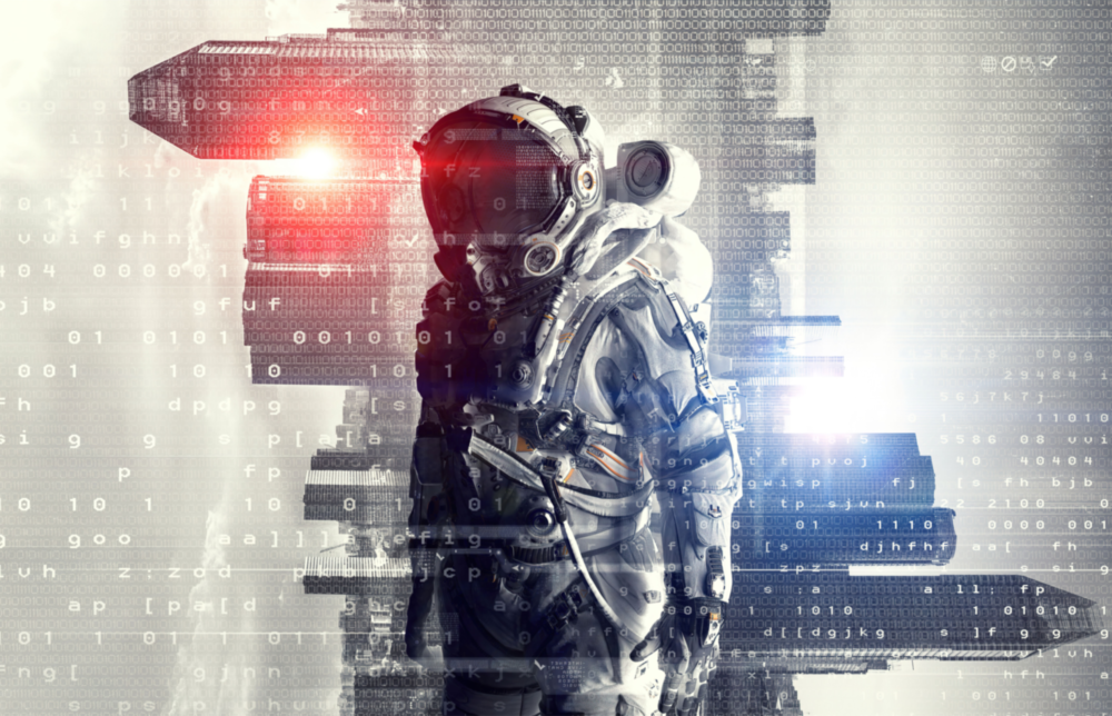 Astronaute numérique Impression sur verre