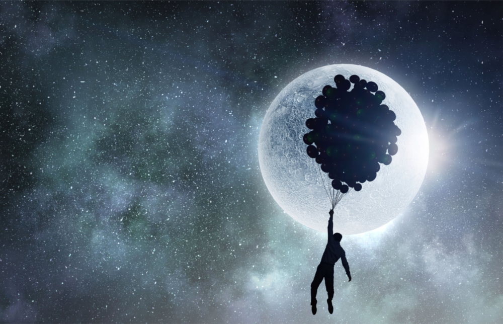 Fliegende Luftballons Glasbild