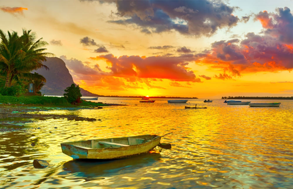 Arte de pared de vidrio de Pesca al atardecer