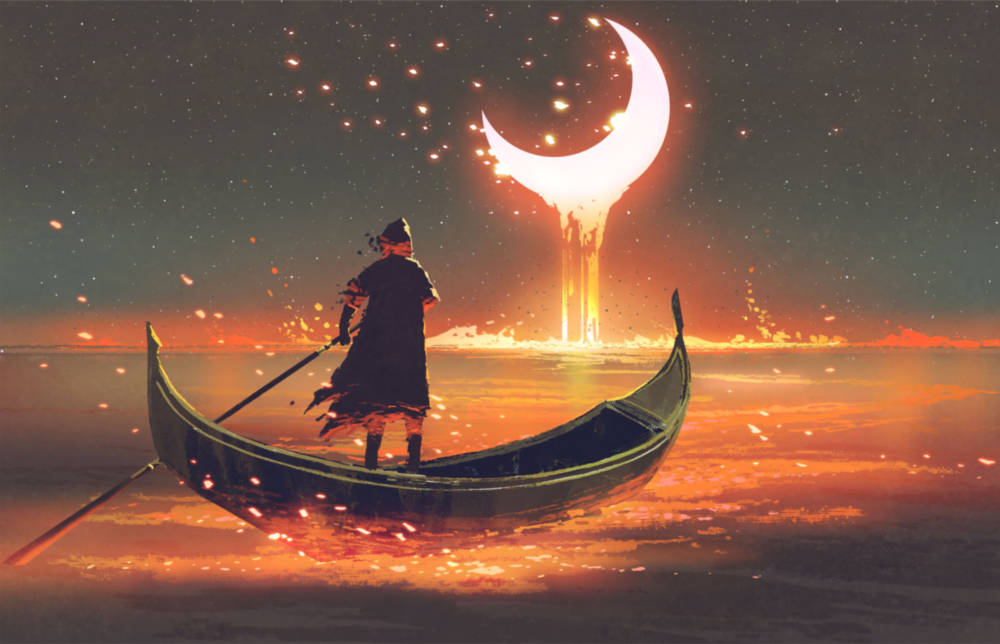 Arte della parete di vetro Luna Rossa