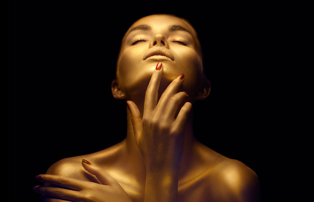 Gold Woman Glass Wall Art