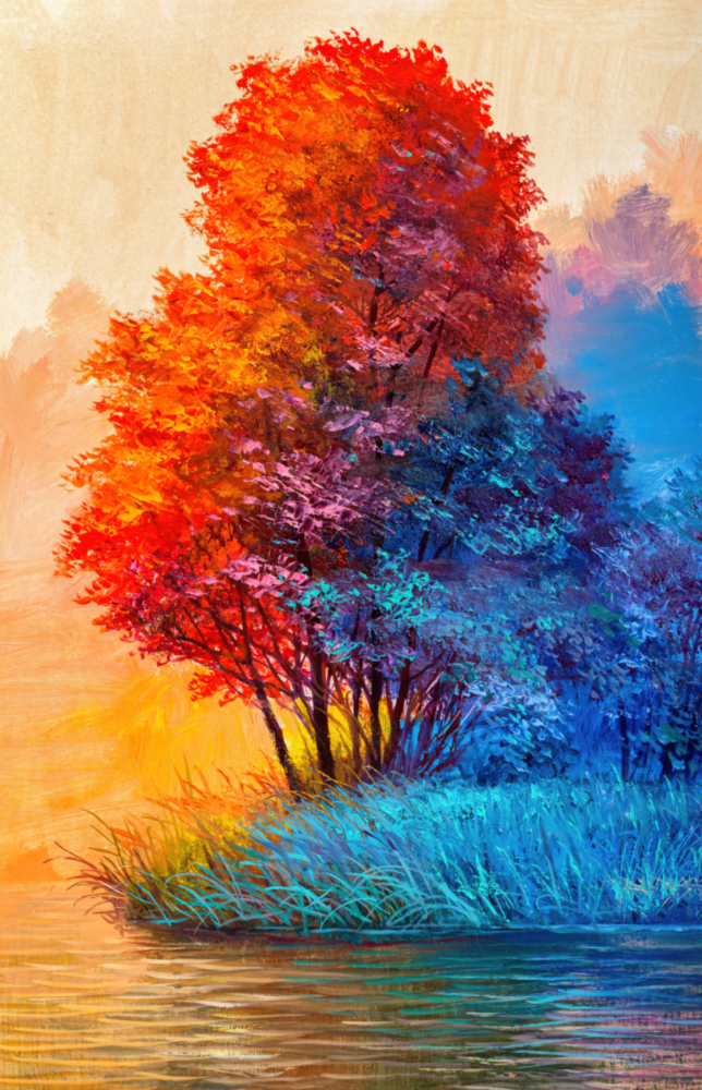 Arte della parete di vetro Albero rosso