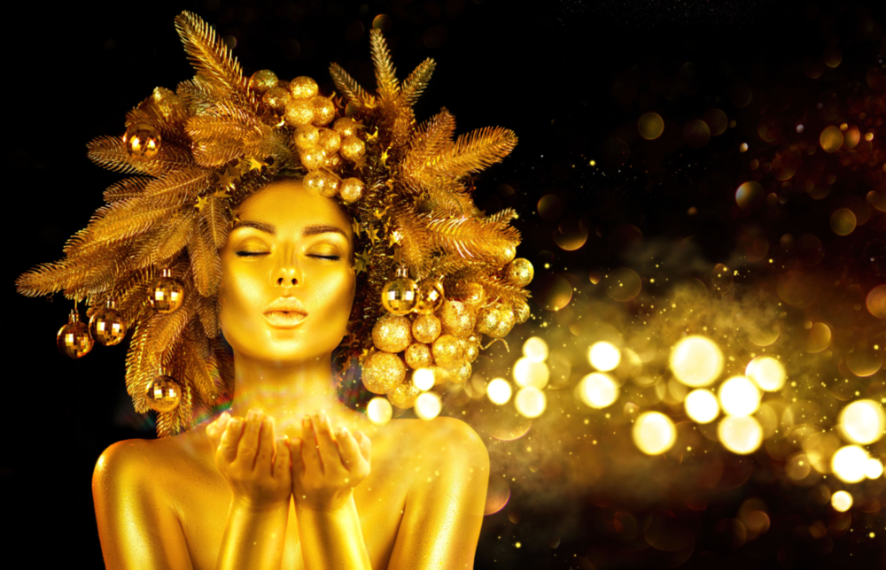 Gold Woman Glass Wall Art