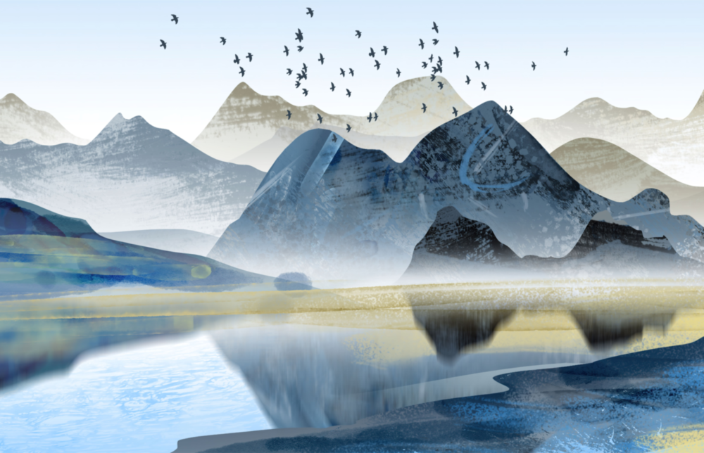 Montagnes Impression sur verre