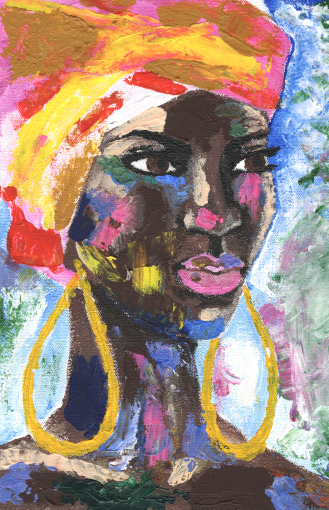 Frau mit Ohrringen Glasbild