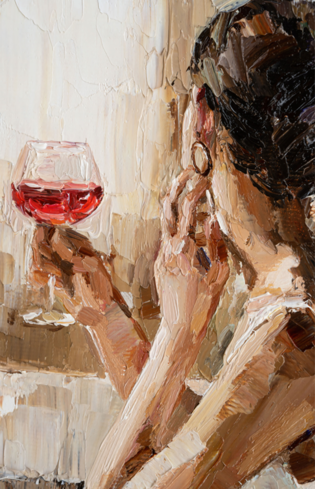 Arte della parete di vetro Vino e donne