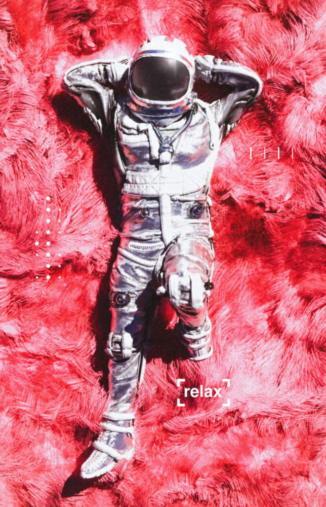 Arte della parete di vetro Astronauta e erba spaziale