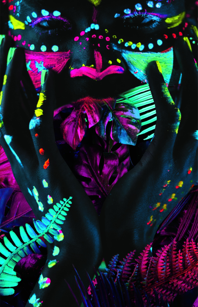 Neonblicken Glasbild