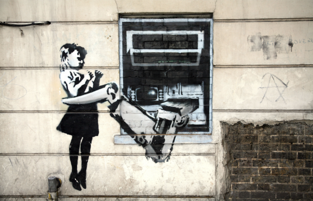 Arte de pared de vidrio de ATM futuro