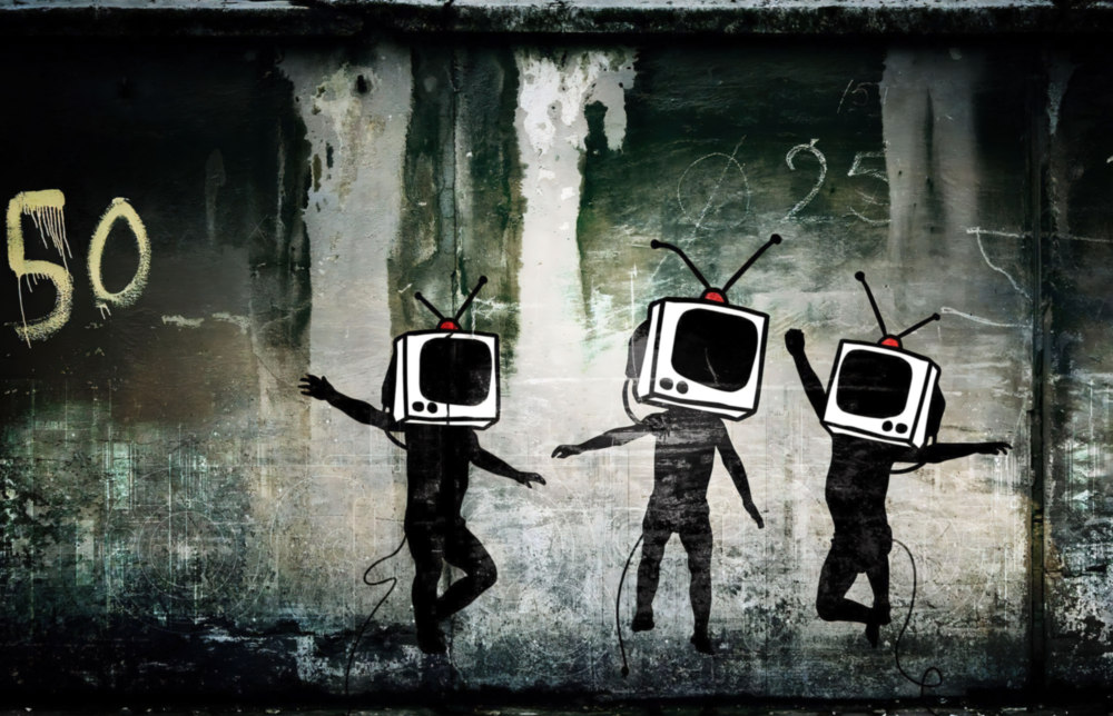 Arte della parete di vetro Teste TV