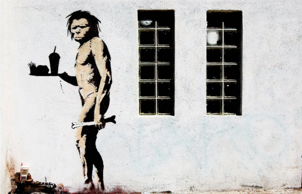 Neandertaler Glasbild