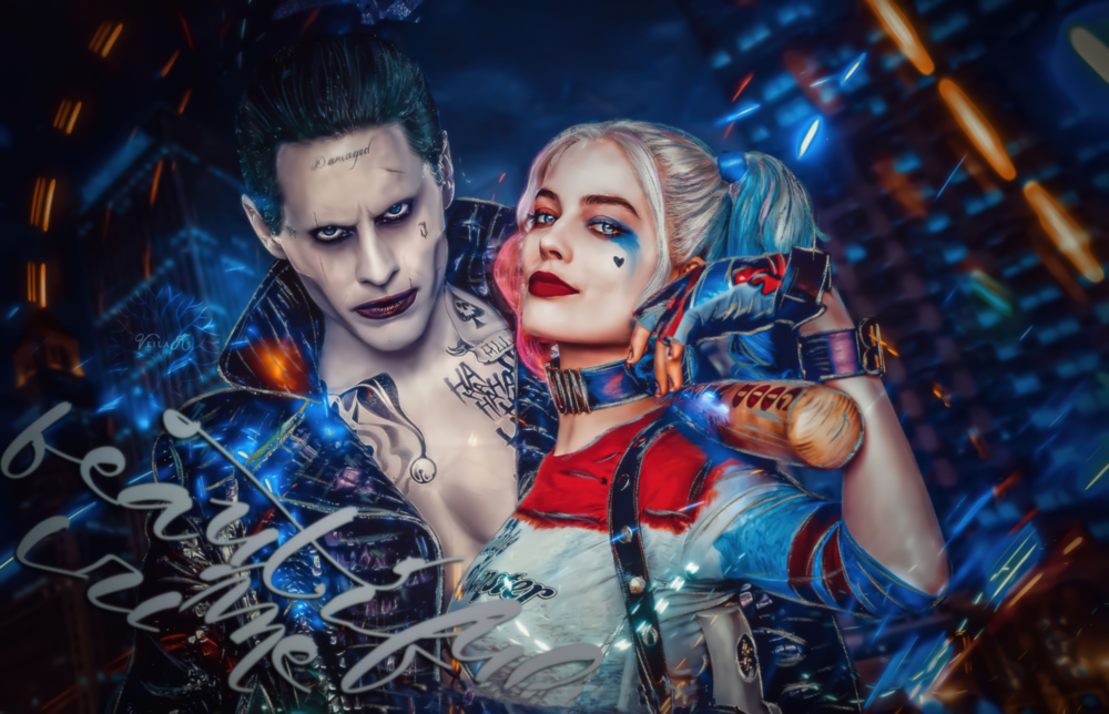 Harley Quinn et le Joker Impression sur verre