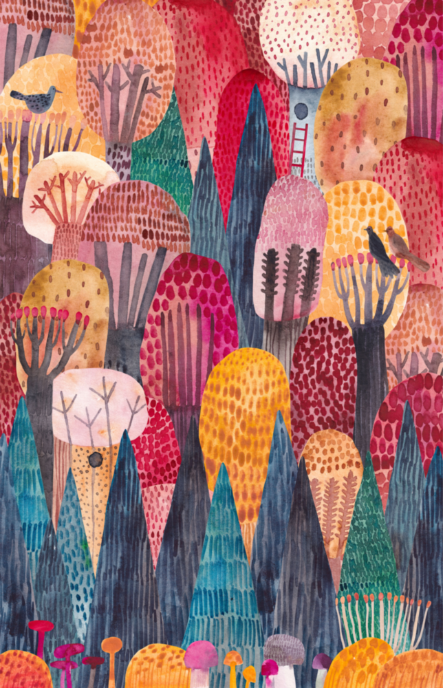 Bunte Bäume Glasbild