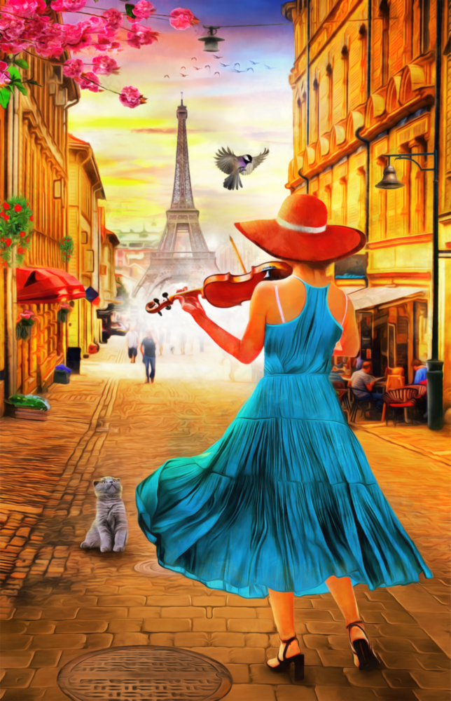 Eiffel and Music Glass Wall Art