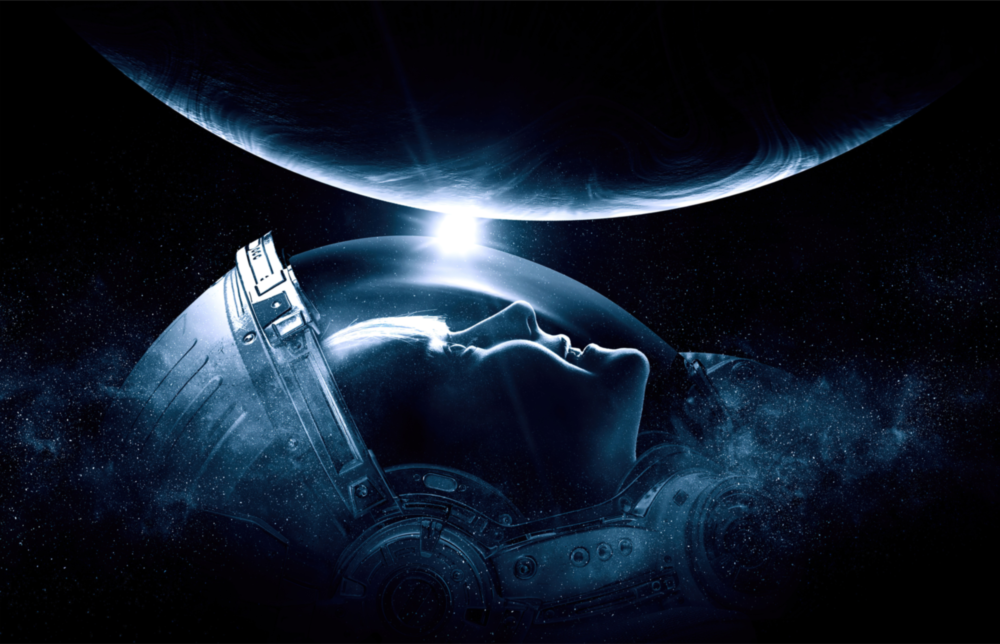 Arte de pared de vidrio de Look de astronauta