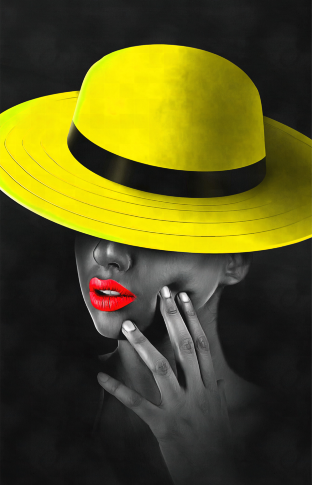 Arte della parete di vetro Cappello giallo