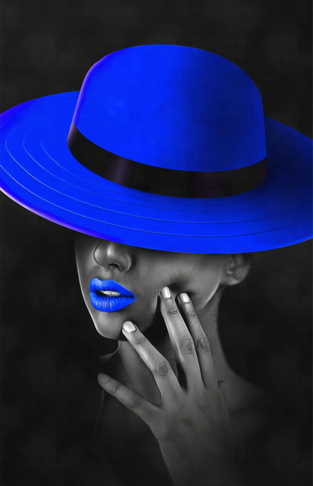 Chapeau bleu Impression sur verre
