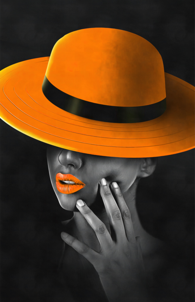 Arte della parete di vetro Cappello arancione