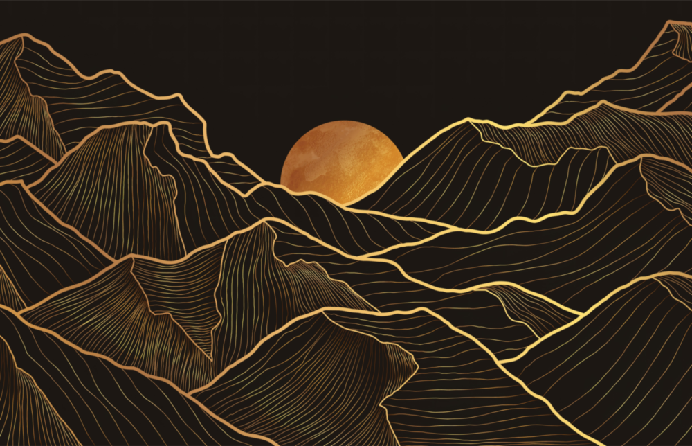 Arte della parete di vetro Luna e montagne