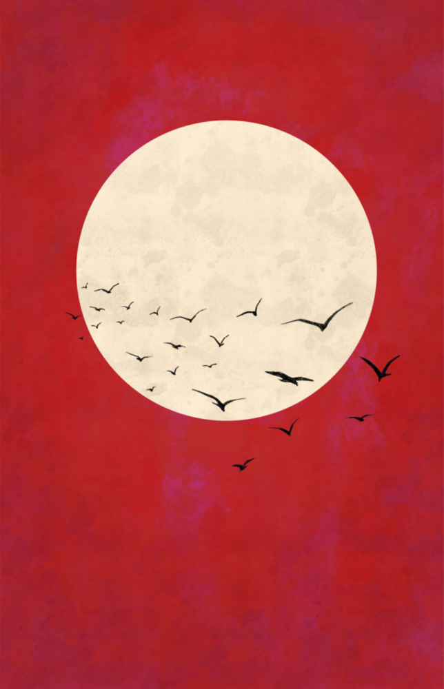 Fliegen vom Mond Glasbild