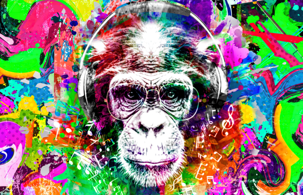 Arte de pared de vidrio de Cara de mono