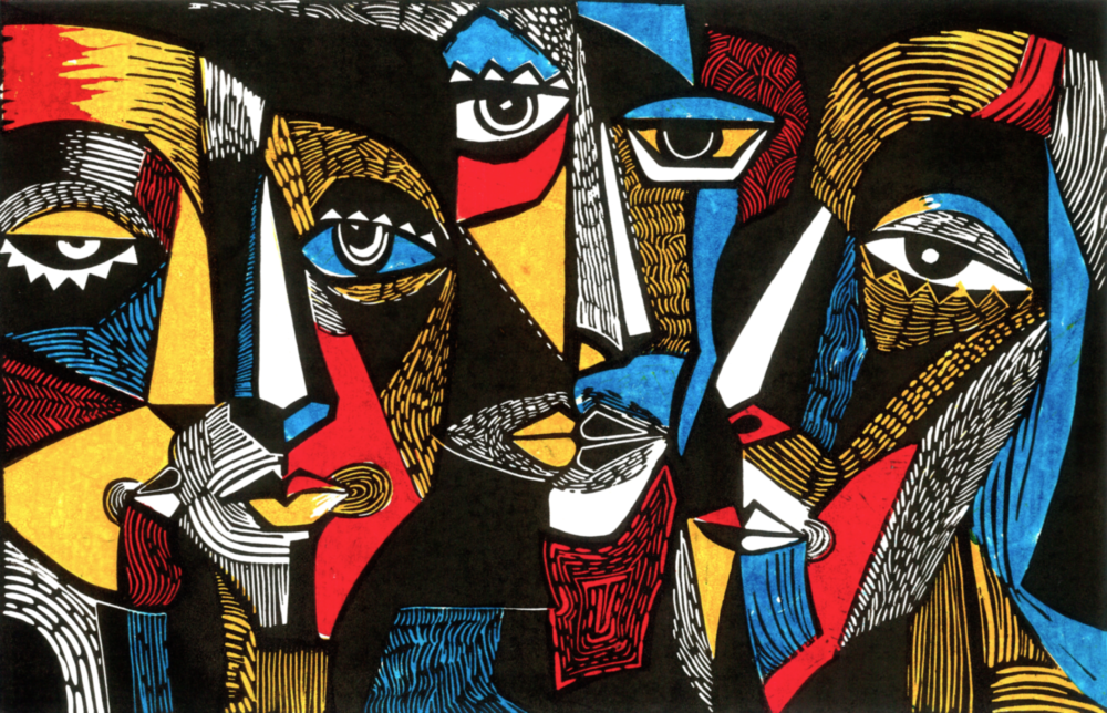 Arte della parete di vetro Volti