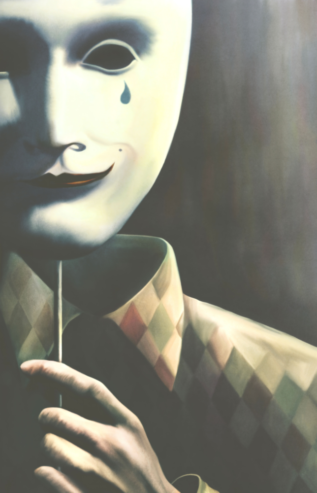 Arte della parete di vetro Mascherare la tristezza