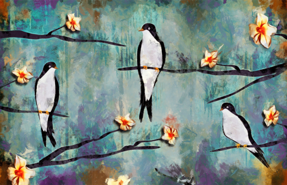 Vögel eines Traums Glasbild