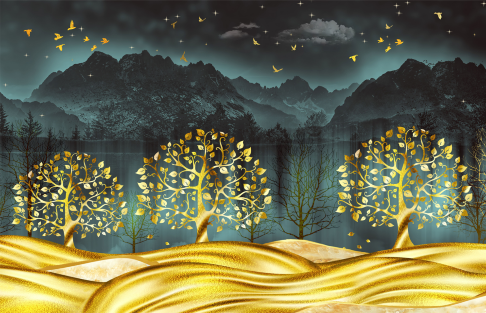 Arte della parete di vetro Foresta d'oro