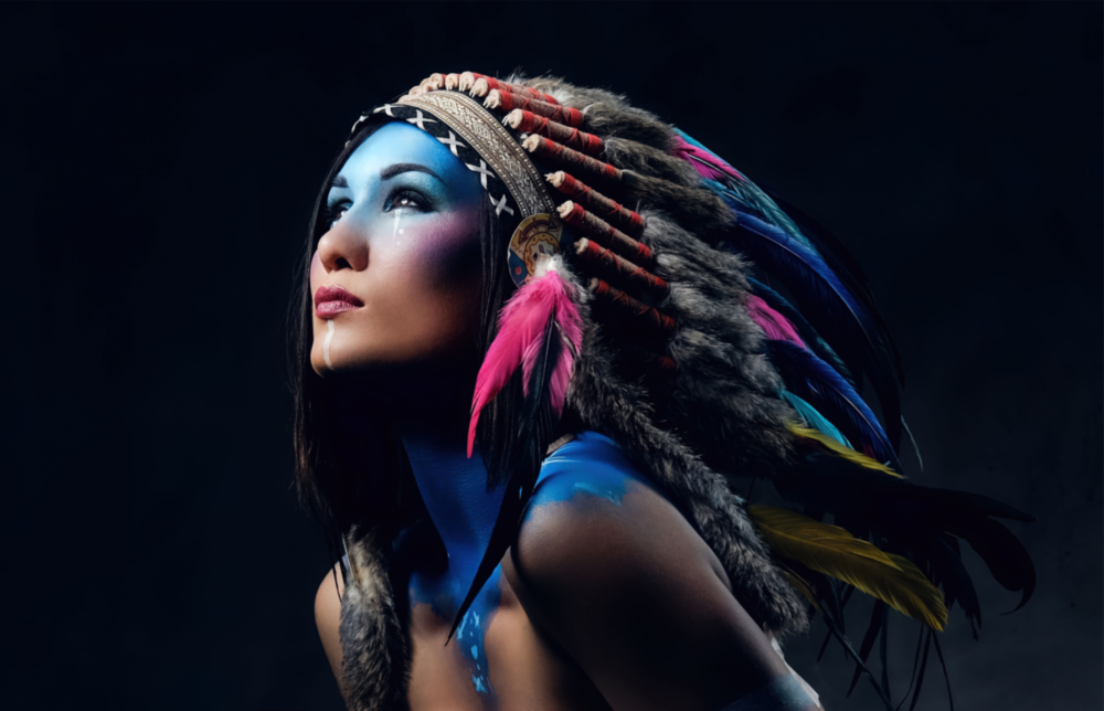 roter Indianer Glasbild