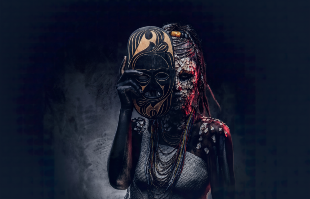 Arte de pared de vidrio de Detras de la mascara