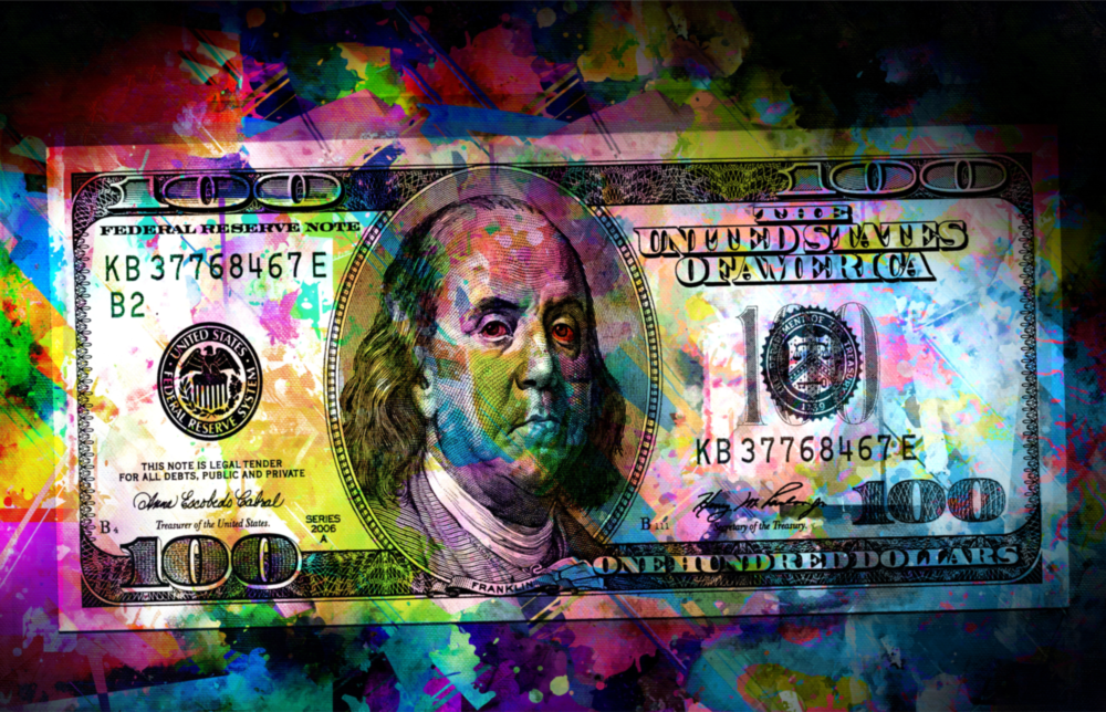 Arte della parete di vetro 100 dollari